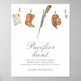 Hunter - pacifier hunt baby shower game poster