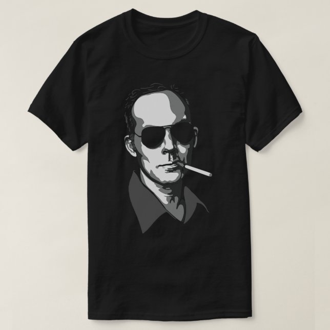 Hunter S Thompson Graustufen T-Shirt (Design vorne)
