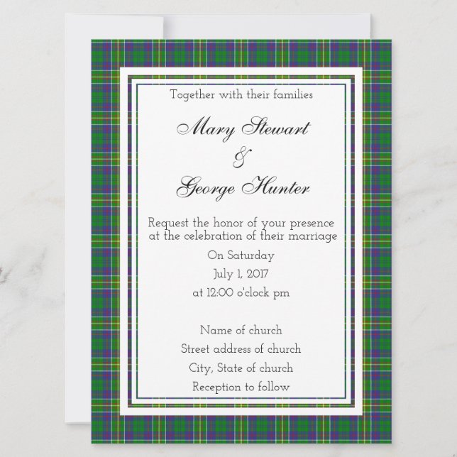 Hunter Scottish Wedding Einladung (Vorderseite)