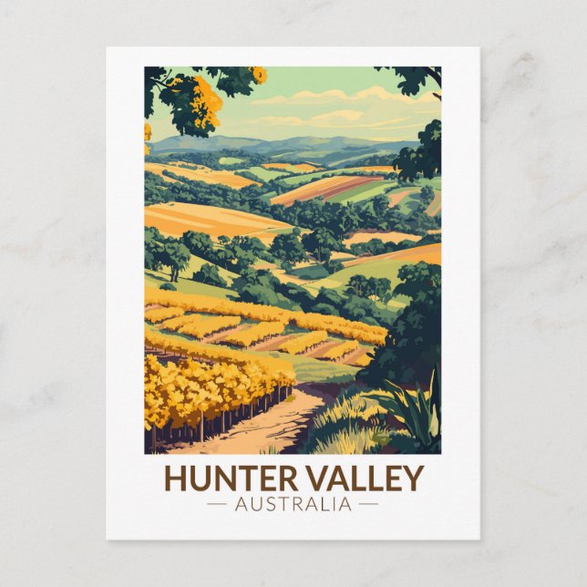 Hunter Valley Australia Illustration Travel Art Postkarte (Vorderseite)