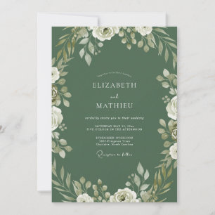 Hunter White Rose Hochzeit Einladung