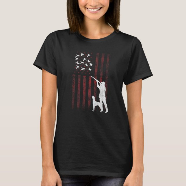 Hunters Distressed Patriotic American USA Flag Duc T-Shirt (Vorderseite)