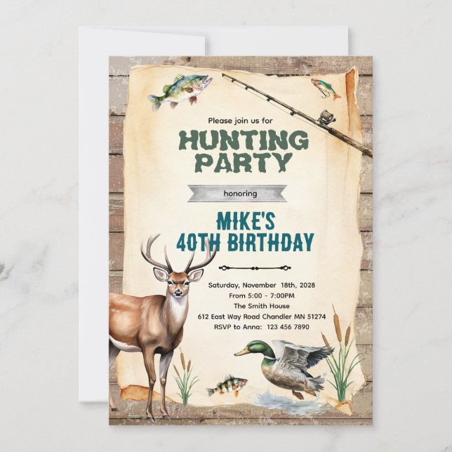 Hunting and Fishing Birthday Invitation (Devant)