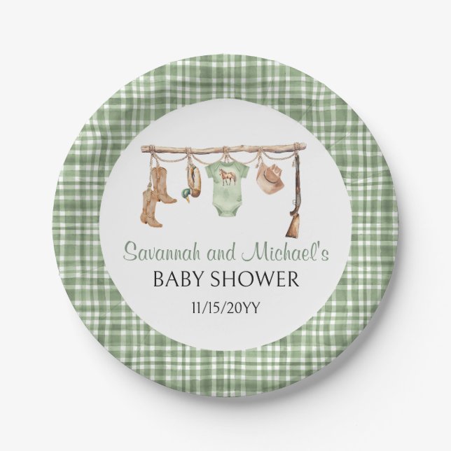 Hunting Baby Shower | A Little Hunter Baby Shower  Pappteller (Vorderseite)