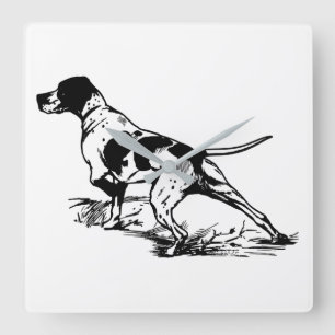 Hunting Dog Quadratische Wanduhr