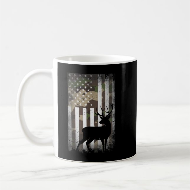 Hunting Hunters Deer USA US American Flag Camo Cam Kaffeetasse (Links)
