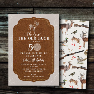 Hunting Oh Deer Old Buck Adult Birthday Party Einladung