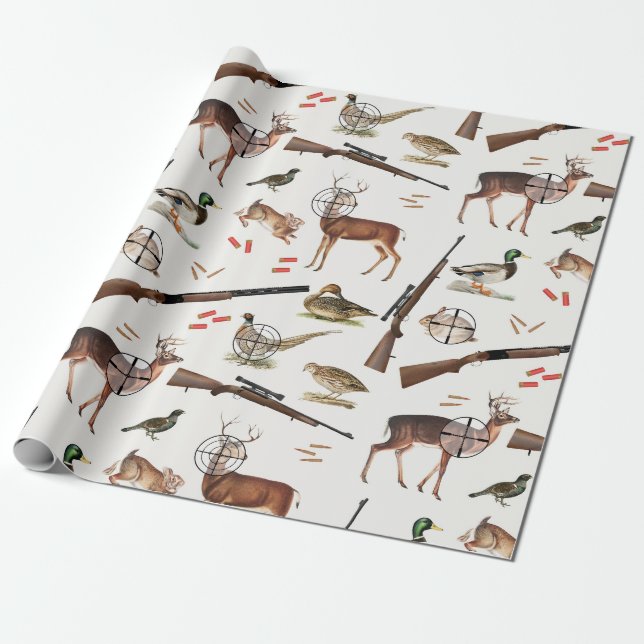 Hunting Wildlife Outdoorsman Pattern Geschenkpapier (Ungerollt)