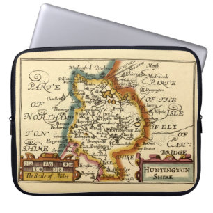 Huntingdonshire Landkreis England Alte antike Kart Laptopschutzhülle