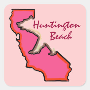Huntington Beach California état rose autocollants