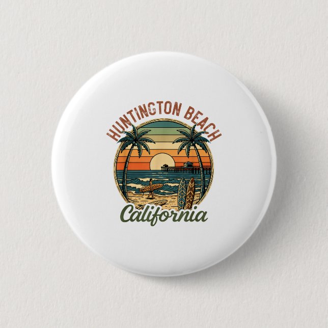Huntington Beach California Los Angeles Surfer Vin Button (Vorderseite)