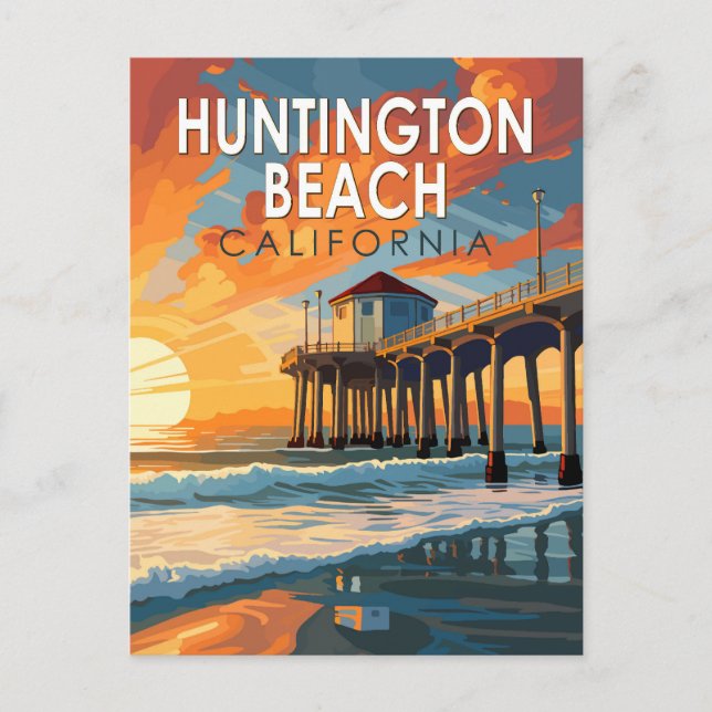 Huntington Beach California Reisen Vintag Postkarte (Vorderseite)