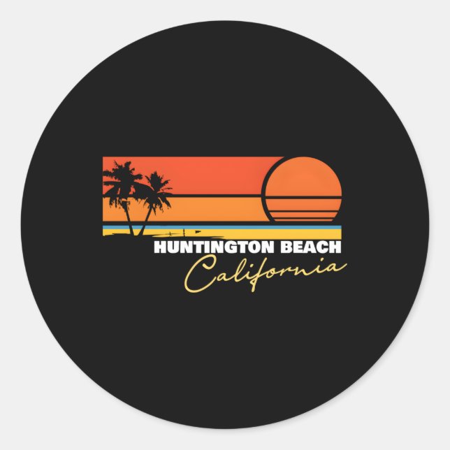 Huntington Beach California Runder Aufkleber (Vorderseite)