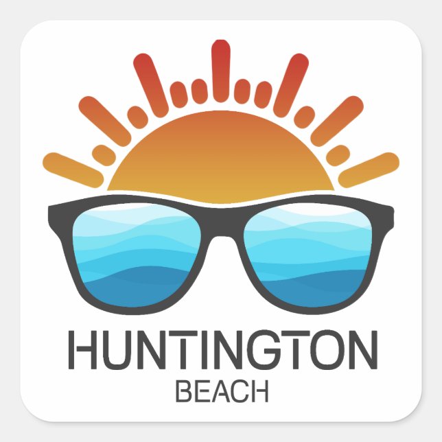 Huntington Beach California-Sonnenbrille Quadratischer Aufkleber (Vorderseite)