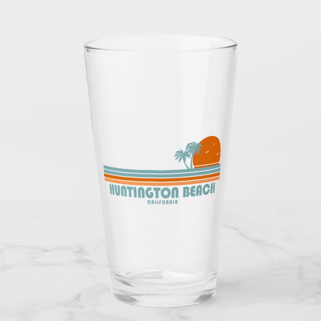 Huntington Beach California Sun Palm Trees Glas (Vorderseite)