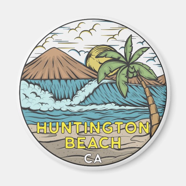 Huntington Beach California Vintag Magnet (Vorne)