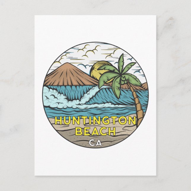 Huntington Beach California Vintag Postkarte (Vorderseite)