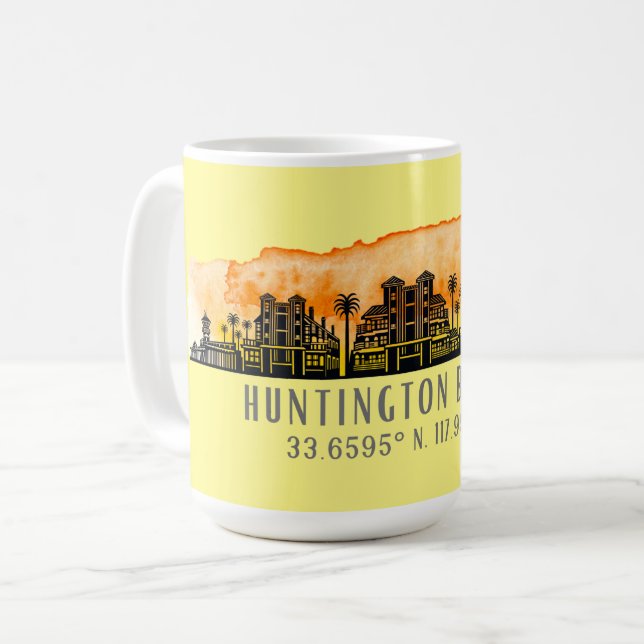 Huntington Beach City Silhouette Kaffeetasse (Vorderseite Links)