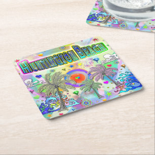 Huntington Beach Deep Dream Untersetzer