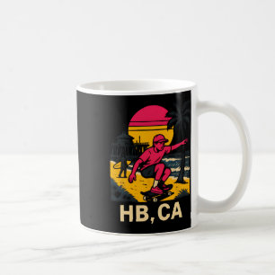 Huntington Beach Hb Ca Retro Herren Surfen Skatebo Kaffeetasse