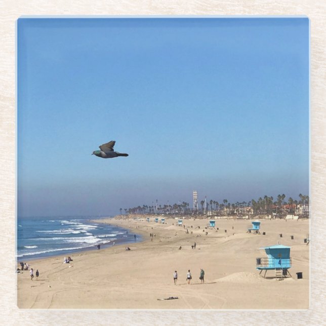 Huntington Beach, Kalifornien Glasuntersetzer (Vorderseite)
