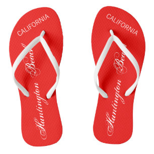 Huntington Beach, KALIFORNIEN, rot und weiß Flip Flops