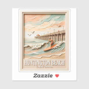 Huntington Beach Kalifornien Textur Surfer Surfen Aufkleber