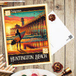 Huntington Beach, Kalifornien | Vintage Postkarte<br><div class="desc">Mit unserer Vintagen Postkarte befördern Sie die sonnenverwöhnte Küste von Huntington Beach, Kalifornien. Dieses zeitlose Kunstwerk mit einer atemberaubenden Darstellung des berühmten Pier, des goldenen Sandstrandes und der azurblauen Wellen verströmt den nostalgischen Charme der quintessenten kalifornischen Stadt. Unsere Postkarte, die mit viel Liebe zum Detail gestaltet und auf hochwertigem Papier...</div>