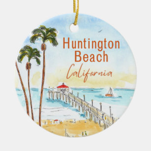 Huntington Beach Keramik Ornament