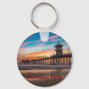 Huntington Beach Pier bei Sonnenuntergang Schlüsselanhänger