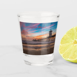 Huntington Beach Pier bei Sonnenuntergang Schnapsglas