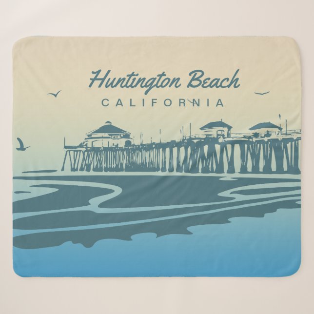 Huntington Beach Pier, CA - kundenspezifische Sherpadecke (Vorderseite (Horizontal))