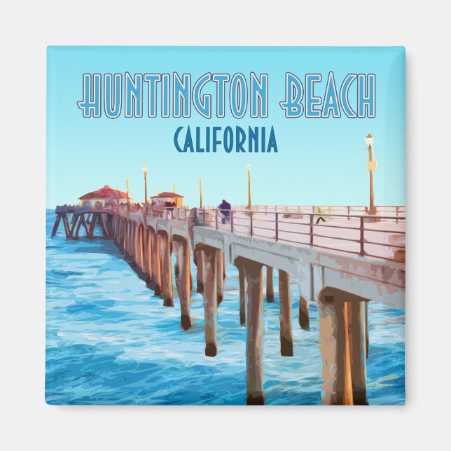 Huntington Beach Pier California Vintag Magnet (Vorne)