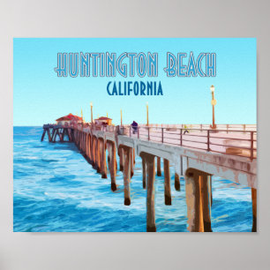 Huntington Beach Pier California Vintag Poster