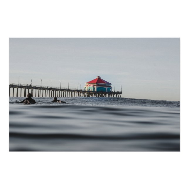 Huntington Beach Pier Fotografie Surfer Foto Poster (Vorderseite)