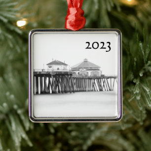 Huntington Beach Pier Ornament Aus Metall