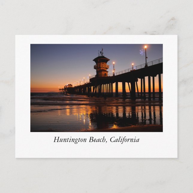 Huntington Beach Pier Postkarte (Vorderseite)