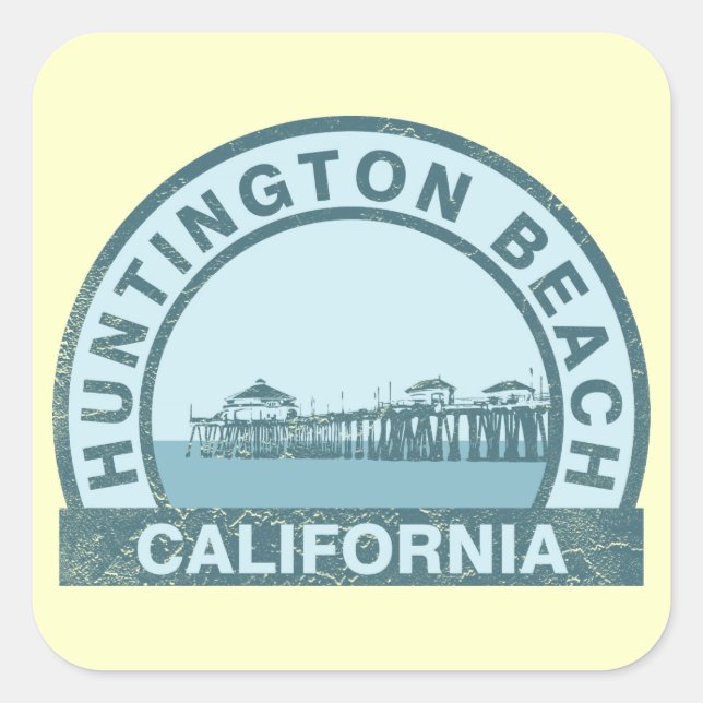 Huntington Beach Pier Quadratischer Aufkleber (Vorderseite)