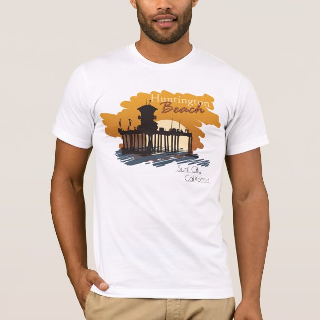 Huntington Beach Pier Sunset - Surf City T-Shirt (Vorderseite)