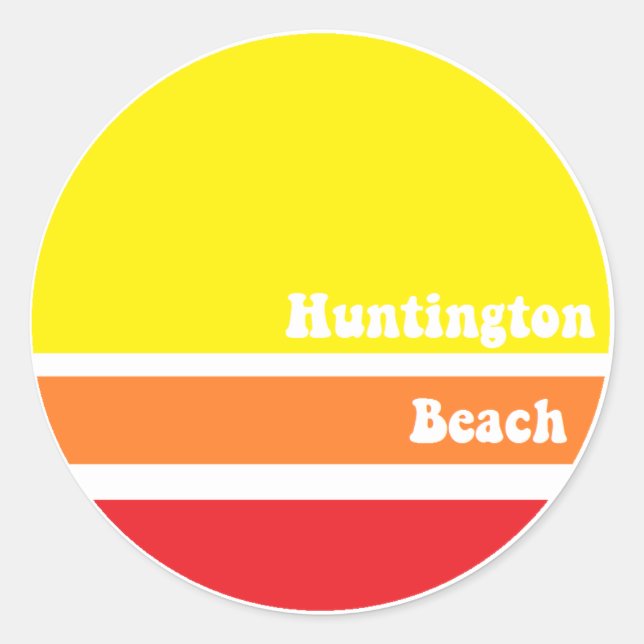 Huntington Beach Retro-Aufkleber Runder Aufkleber (Vorderseite)