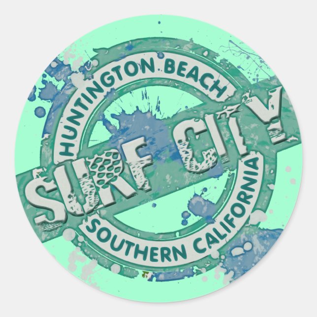 Huntington Beach South California Surf City Runder Aufkleber (Vorderseite)