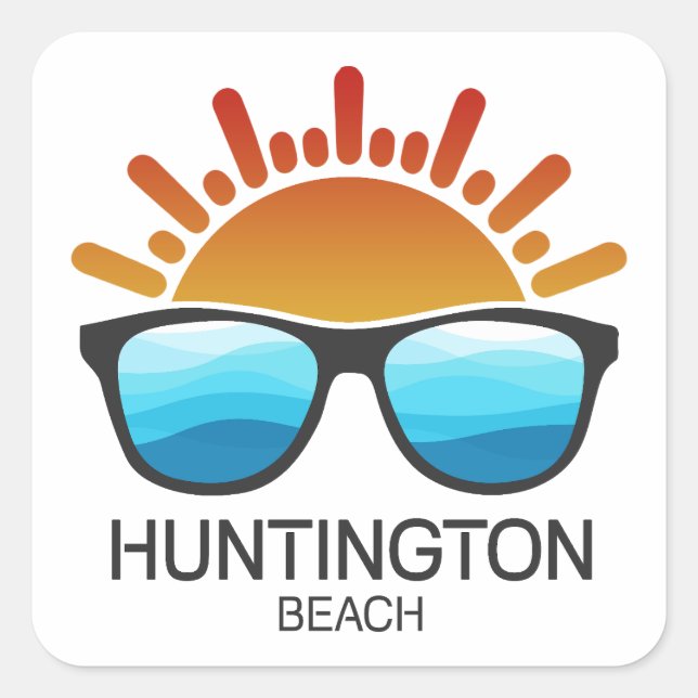 Huntington Beach South Carolina Sonnenbrille Quadratischer Aufkleber (Vorderseite)