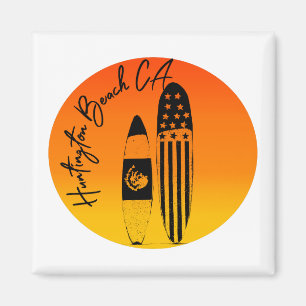 Huntington Beach Surfboards und Sunsets Magnet