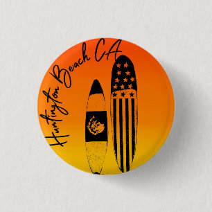 Huntington Beach Surfbretter und Sonnenuntergänge Button