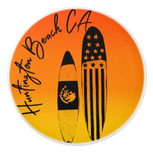 Huntington Beach Surfbretter und Sonnenuntergänge Keramikknauf