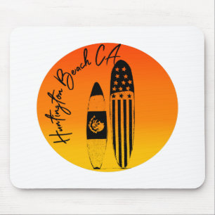 Huntington Beach Surfbretter und Sonnenuntergänge Mousepad