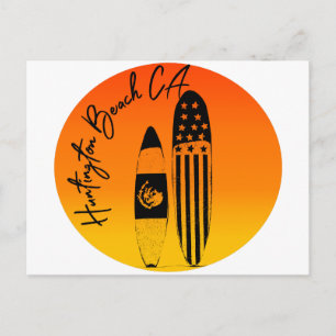 Huntington Beach Surfbretter und Sonnenuntergänge Postkarte