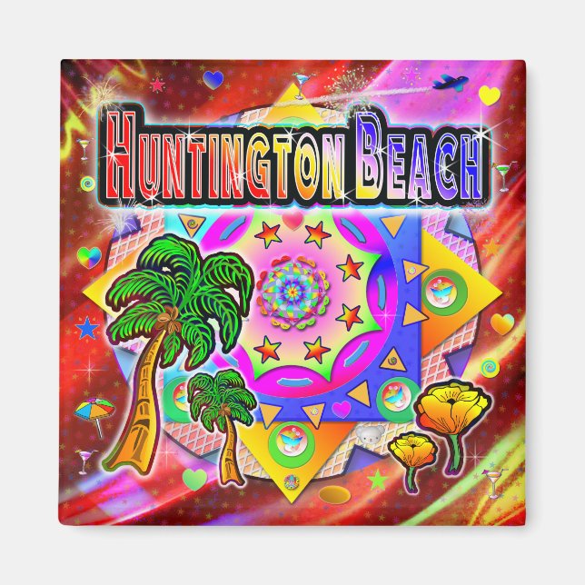 Huntington Beach Tropical Friends Magnet (Vorne)