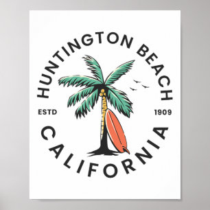 Huntington Kalifornien Strand Surfen Sommerferien Poster