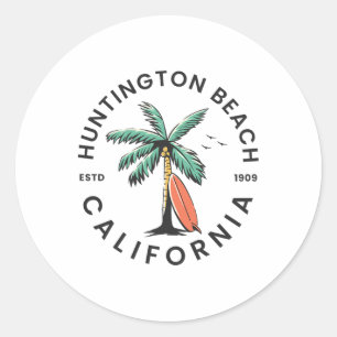 Huntington Kalifornien Strand Surfen Sommerferien Runder Aufkleber